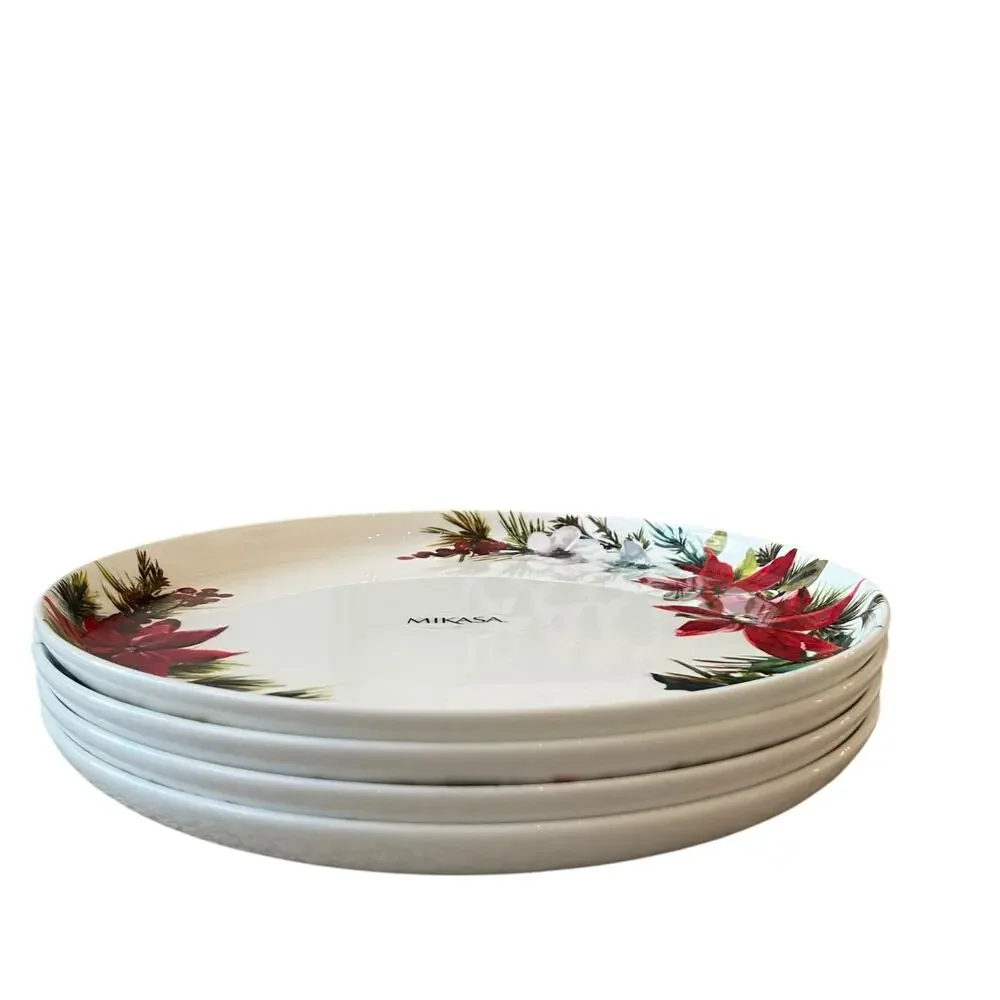 Mikasa Christmas HOPE JOY Fine China 11in Holiday Dinner Plates Set of 4 New